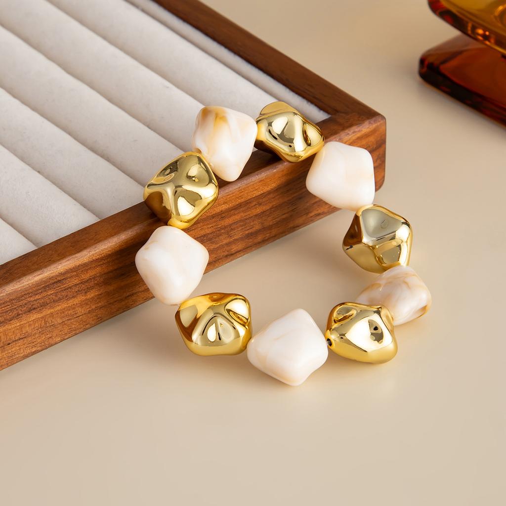 Bohemian Elastic Resin Acrylic Bracelet for Women Retro Stackable Irregular Beaded Bracelet Bangle Party Jewelry