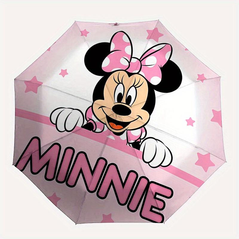 

Disney Minnie Mouse,Pink Background,Stars Manual Opening and Closing Umbrella, 8-Rib Reinforced Folding Design, Lightweight