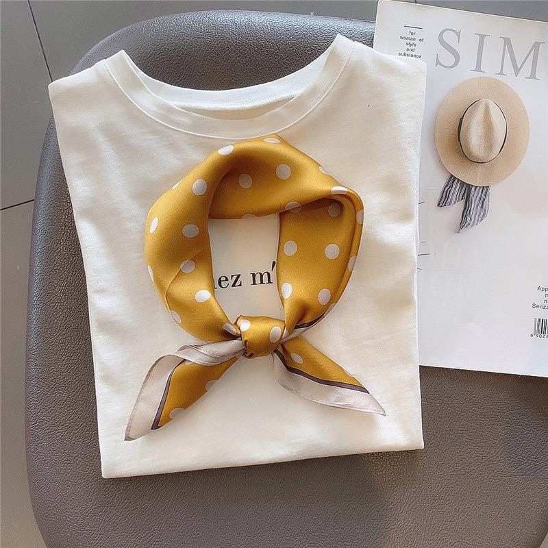 Cute polka dot silk mulberry silk scarf women's versatile small square scarf summer Korean version temperament decorative small scarf headband