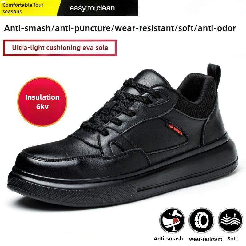 

пластиковые защитные ботинки с подноском черная кожа обувь для электрика мужские водонепроницаемые кроссовки защита от прокола мягкие защитные ботинки для мужчин 38