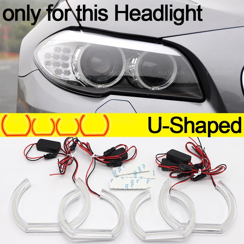 For BMW 5 Series F10 F11 M5 2010-2017 Super Bright CS CSL Style Lemon Yellow DRL Angel Eyes Light Daytime Running Light