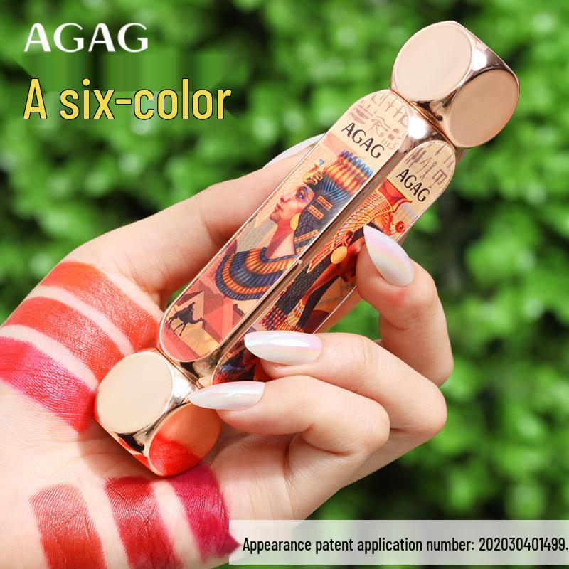 AGAG Magic 6-in-1 Matte Lipstick Stick - Long-lasting, Double Tube with Six Shades