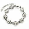 Cute Stainless Steel Funny Smile Face Bracelet Link Hand Chain for Women Men Emoji Charms Wrist Wristband Anklets Metal Jewelry