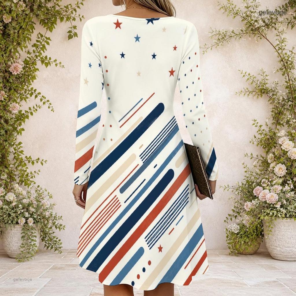 Women Cross V Neck Long Sleeve Dress Pink Heart Floral Print Irregular Hem Dress