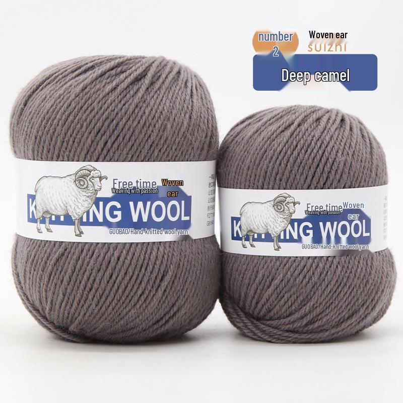 Wool Yarn Hand-Knitted Sweater Scarf Hat - Pure Color Four-Strand Yarn Ball