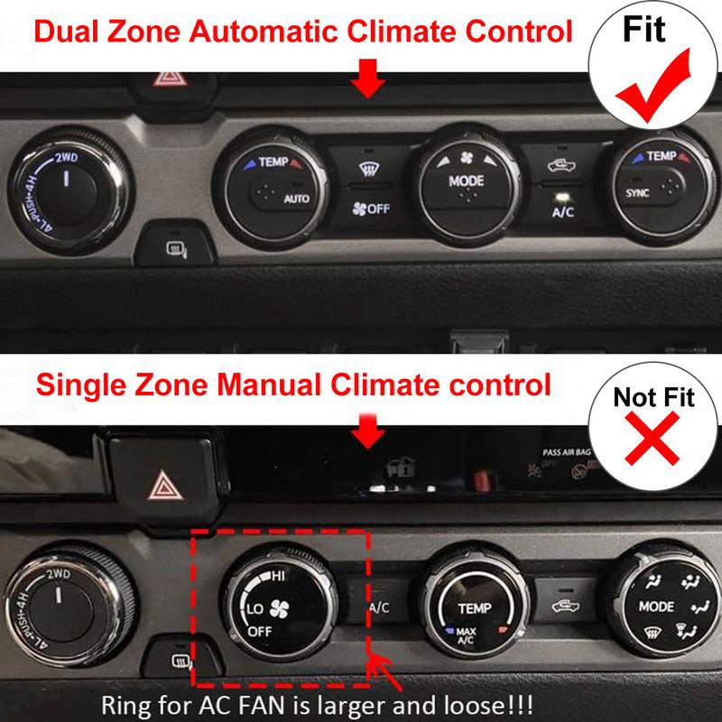 Auto Aluminum AC Climate Control Ring Knob Trim 4Pcs/Set For Toyota Tacoma 2016 2017 2018