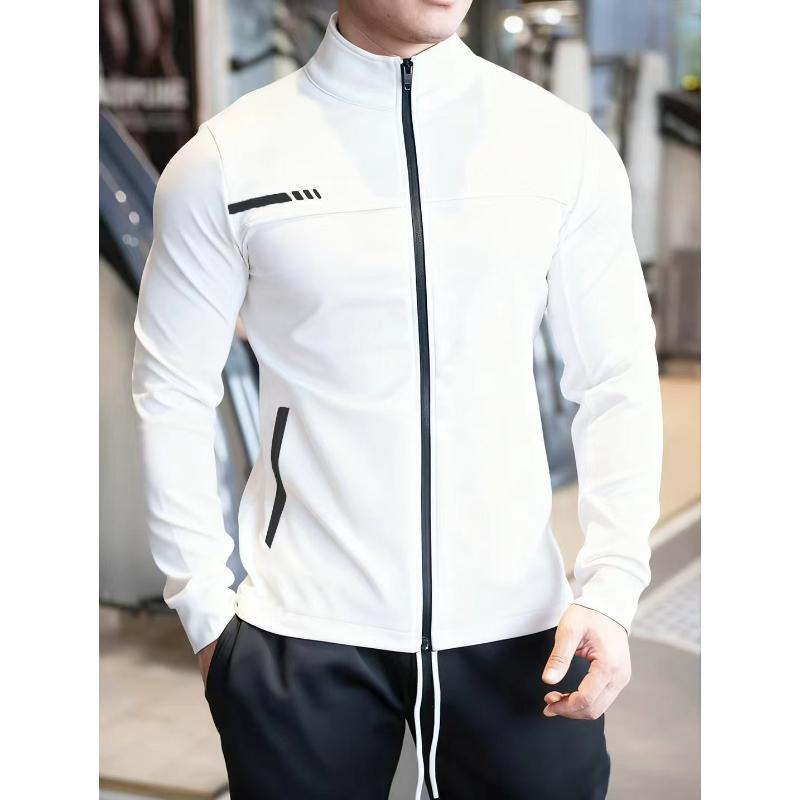 

Mens Gym Fitness Tops High Quality Running Sports Jacket Outdoor Workout Training Sweatshirt Zipper Jacket Cardigan Men Coat 2XL білий