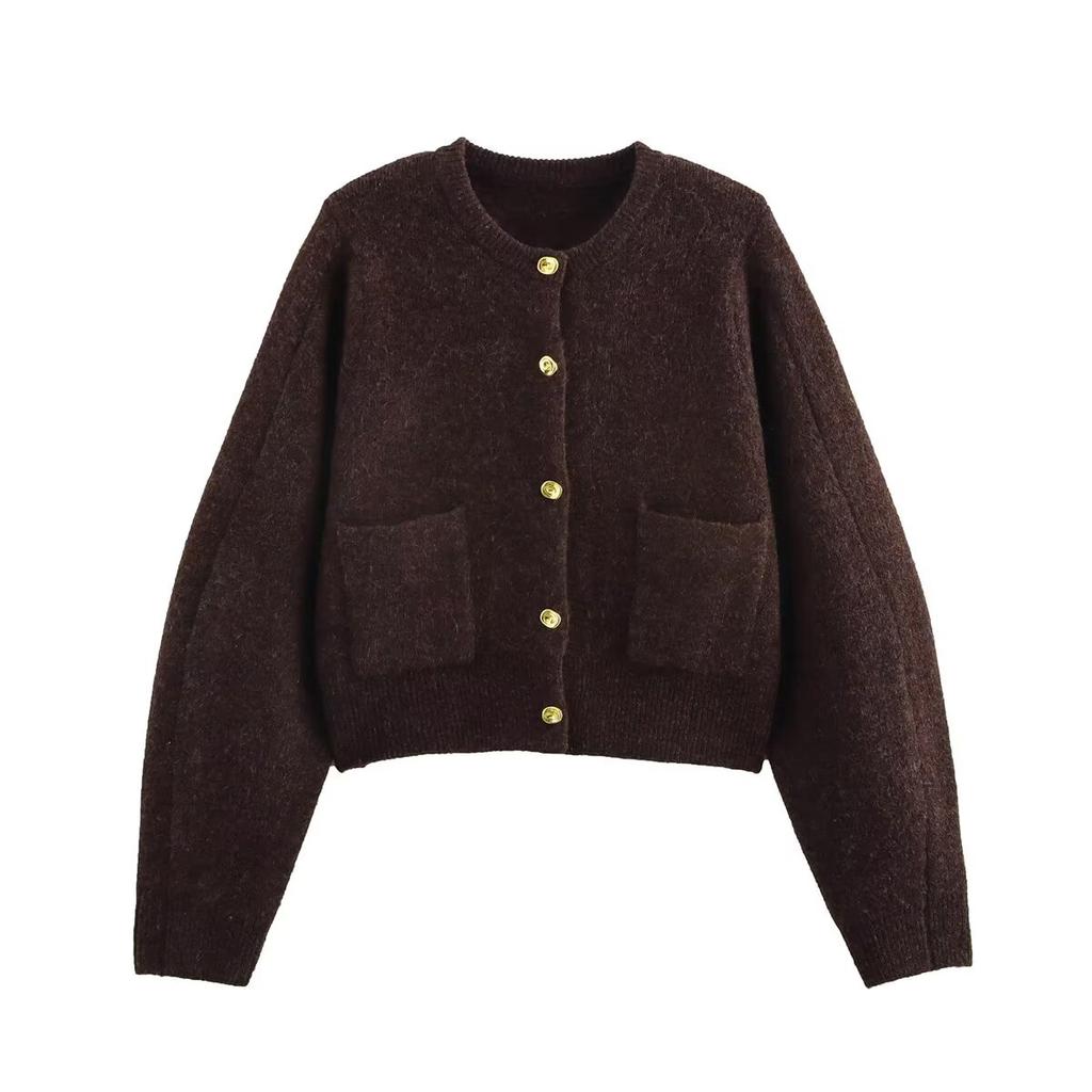 European And American Style Foreign Trade Women's Clothing New 2025 Fashion Gold Button-decorated Knitted Jacket Skirt Suit