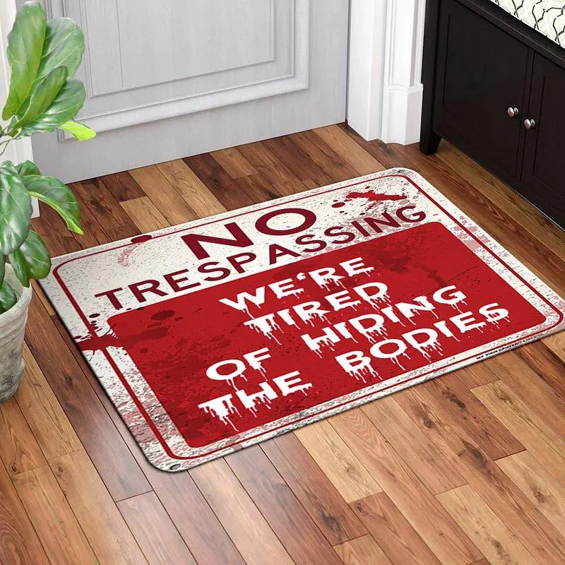 Vintage Warning Sign Carpet Mat Area 51 Rug No Trespassing Grunge Retro Design Cattle Dog Home Decoration Floor Mats Welcome Mat