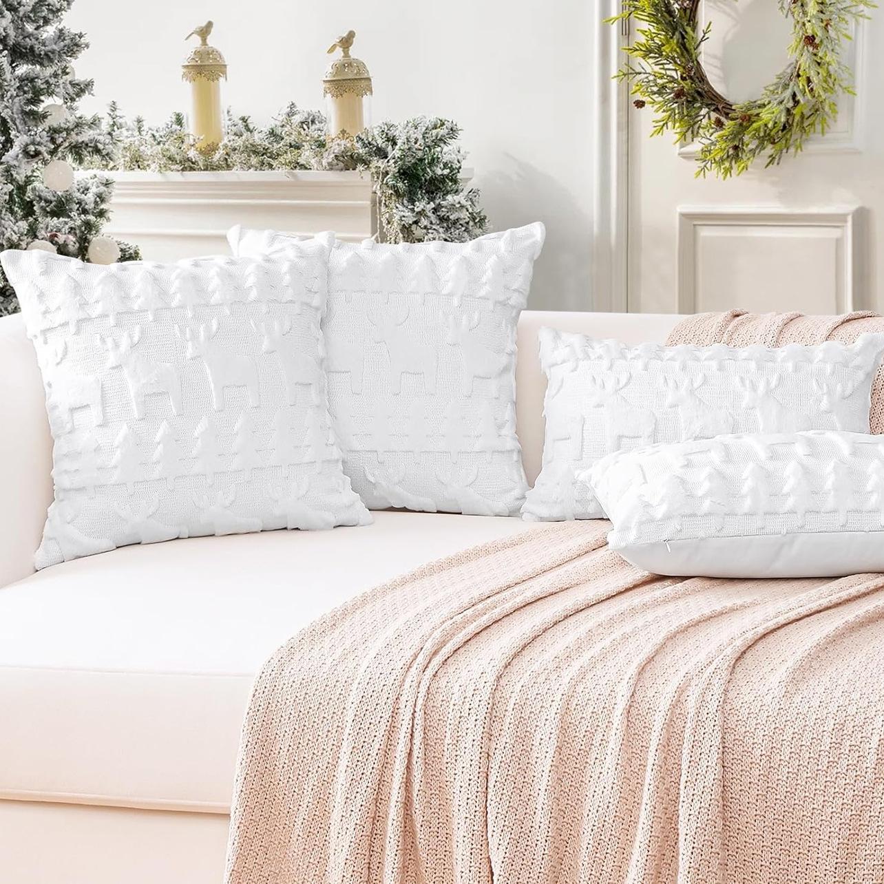 

Рождественская наволочка плюшевая лось рождественская елка вышитая волосы гостиная диван подушка праздничное украшение для вечеринки наволочка 45 * 45cm [without core]