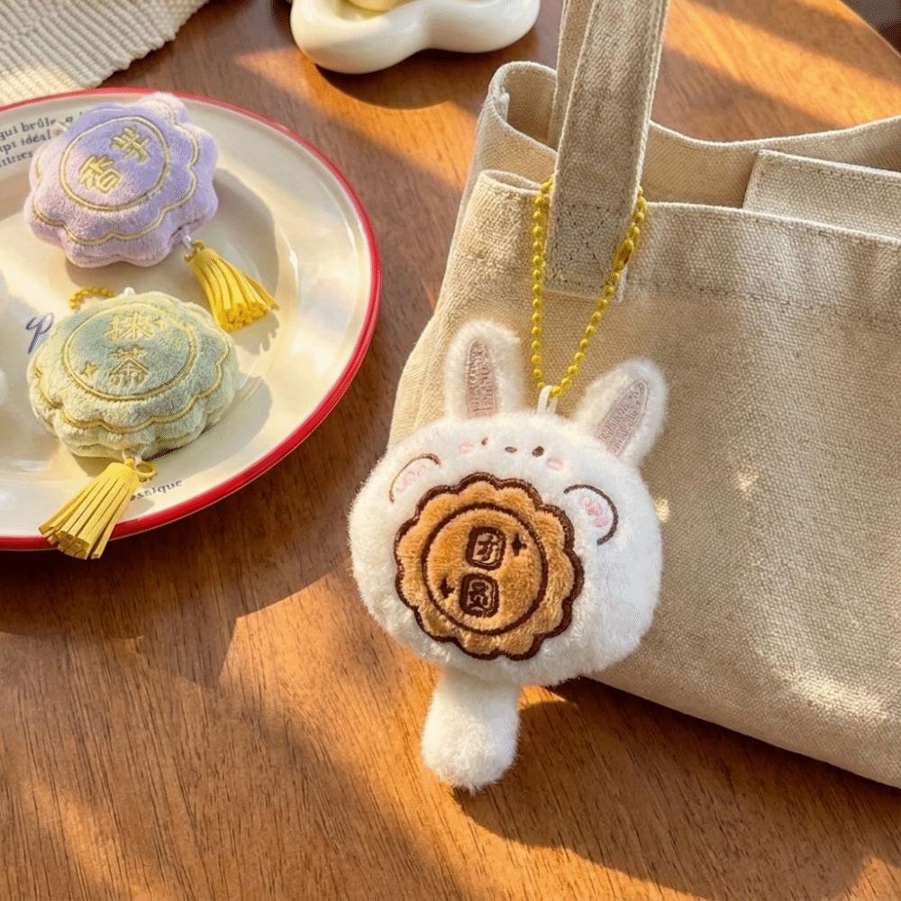 Cartoon Bunny Plush Pendant Miniature Bag Ornament Portable Mooncake Plush Keychain  Mid-Autumn