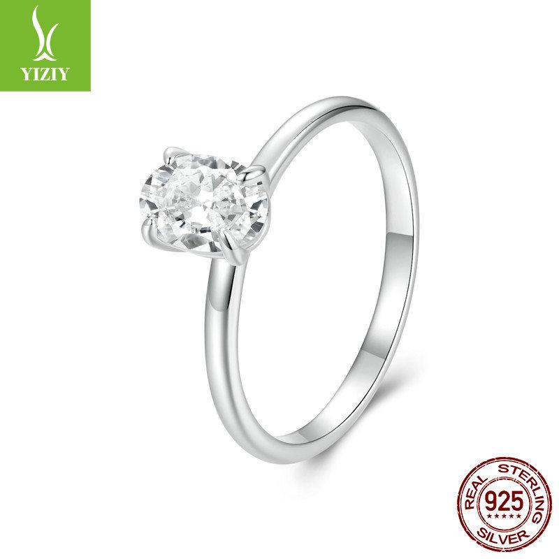 Oval One Carat Mozzarella Diamond Ring Wedding Ring, Classic Minimalist Charm S925 Sterling Silver Ring