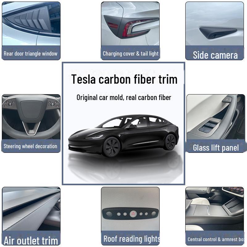 Tesla Model 3 Carbon Fiber Dashboard Patch – Highland 3 Full Car Accessory