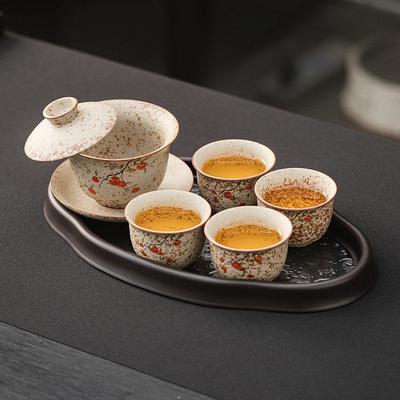 Firestone Gaiwan Tea Set: High-End Ceramic Teapot, Teacup, Handle Kettle for Home or Office Tea Brewing.