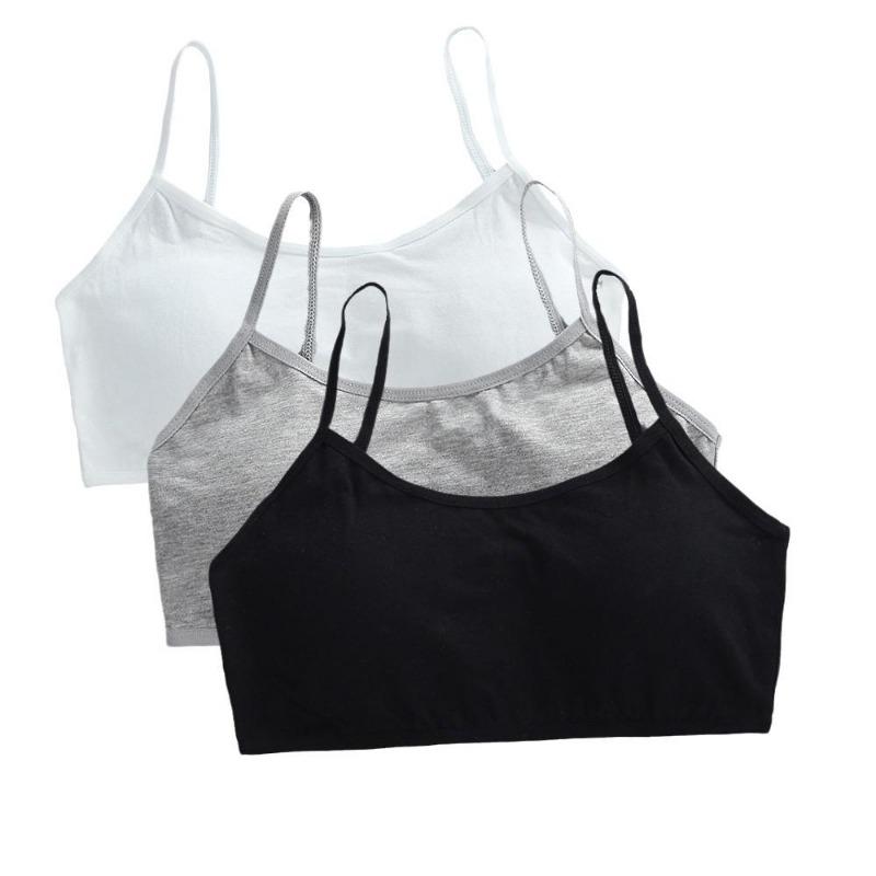 3pcs 8-16 Girls' Underwear Teenage Girls Small Bras Young Children Underwears Student Girls Wireless Solid Underclothes Kids Sports Training Bra Vest