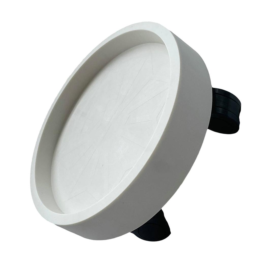 Flower Pot Tray Wheels Round Shape Removable Rotating Wheels Plant Stand for Balcony White