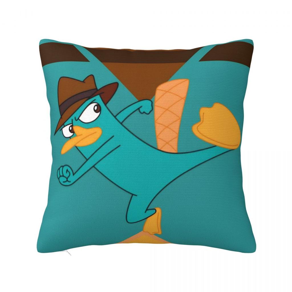 Perry The Platypus Square Pillow Case Cartoon Duck Cushion Covers Awesome Zippered Decor Pillowcase for Car cm