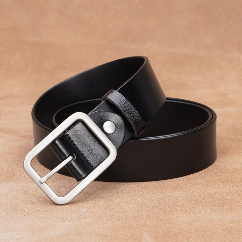 Womens Genuine Leather Belt With Pin Buckle Wide Slim Fit Jeans Casual Office Style Black Coffee Brown