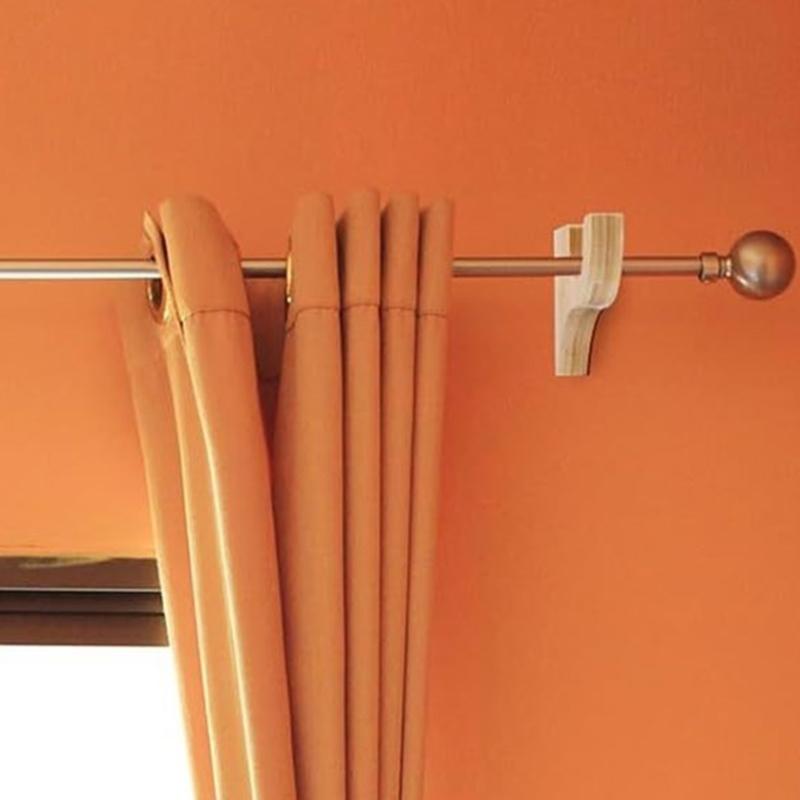 Wood Curtain Rod Bracket Wall Mounted Solid Wood Holder for Family Room and Bedroom Window Use with Wood Finish