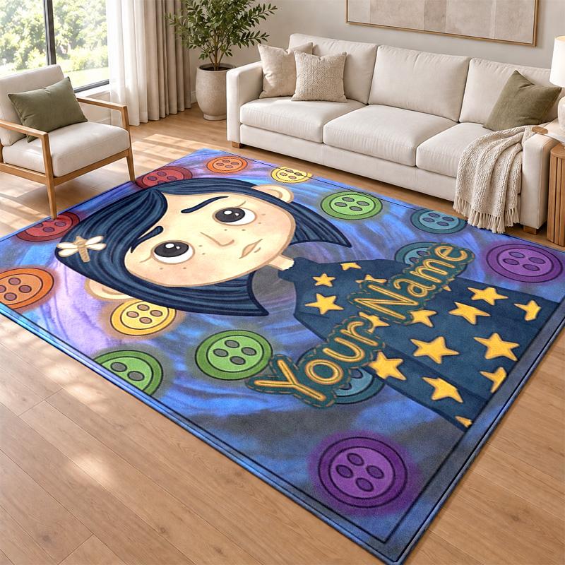 Coraline Custom Name Personalized Rug Non‑Slip Doormat Floor Carpet Housewarming Birthday Gift for Family Friends