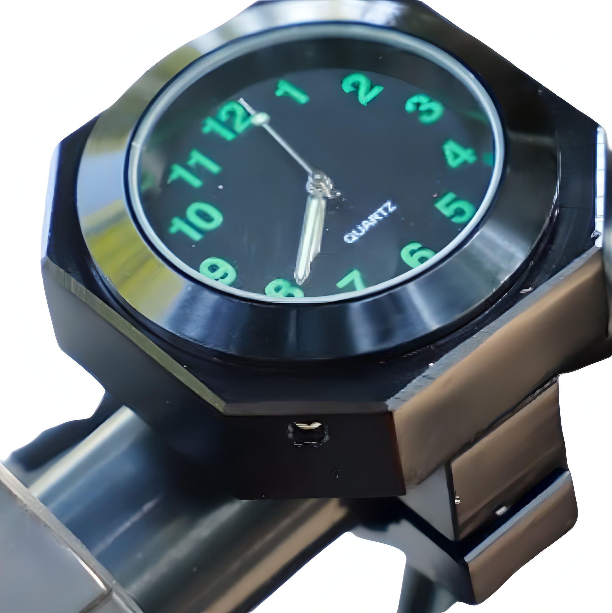 bubulu Bike Clock Bicycle Motorcycle Analog Handlebar Mount Waterproof Black