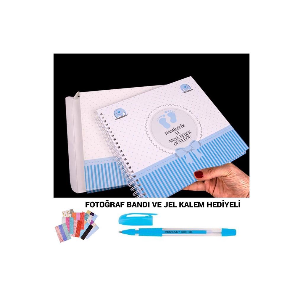 Schwangerschafts- und Mutter-Baby-Tagebuch in einer Schachtel, Erinnerungsbuch – mit Fotoklebeband und Gelstift als Geschenk