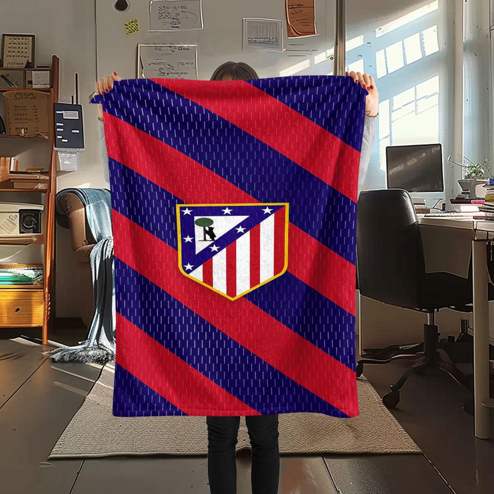 1PC Club Atlético de Madrid Patterned Flannel Blanket Suitable For All Seasons for Home Decor Warmth and Comfort Gifts Holiday Present