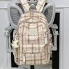 Schoolbag Vintage Plaid Junior High School School Bag Women's Fashion Large Capacity Computer Travel Backpack High School Student Backpack Tide