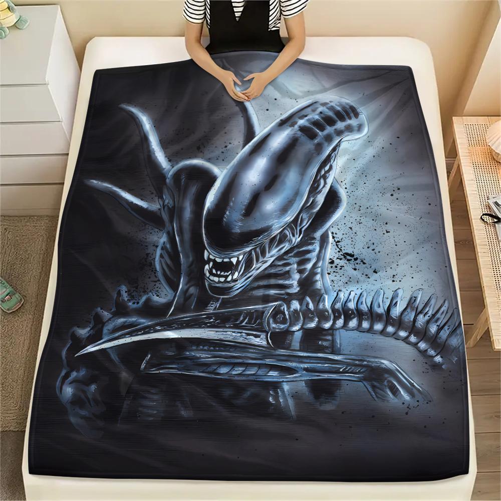 1PC Alien Print Flannel Blanket, High Quality All Seasons, Home Decor, Warmth and Comfort, Perfect for Christmas Gifts