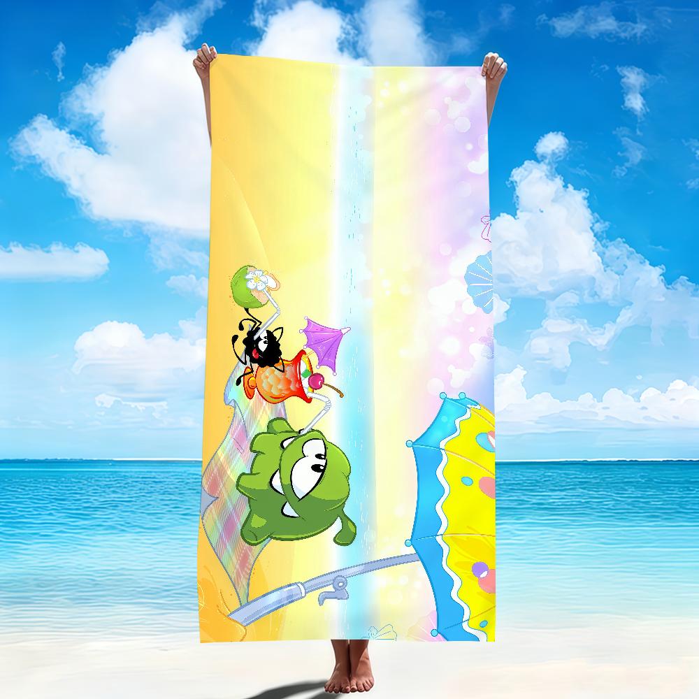

1pc cute frog cartoon game funny face o-Om Nom soft Beach Towels Trip Towel swim Summer Holiday Vacation bathing Pool Camp Gift W40*H60(CM)