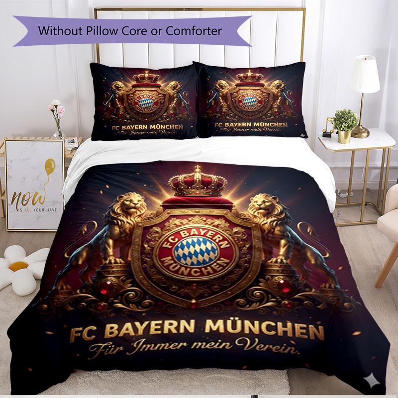 3pcs Duvet Cover Set (1*Duvet Cover + 2*Pillowcase, Without Core), FC Bayern Print Soft All‑Season Bedding Set, Home Bedroom Decor Gift