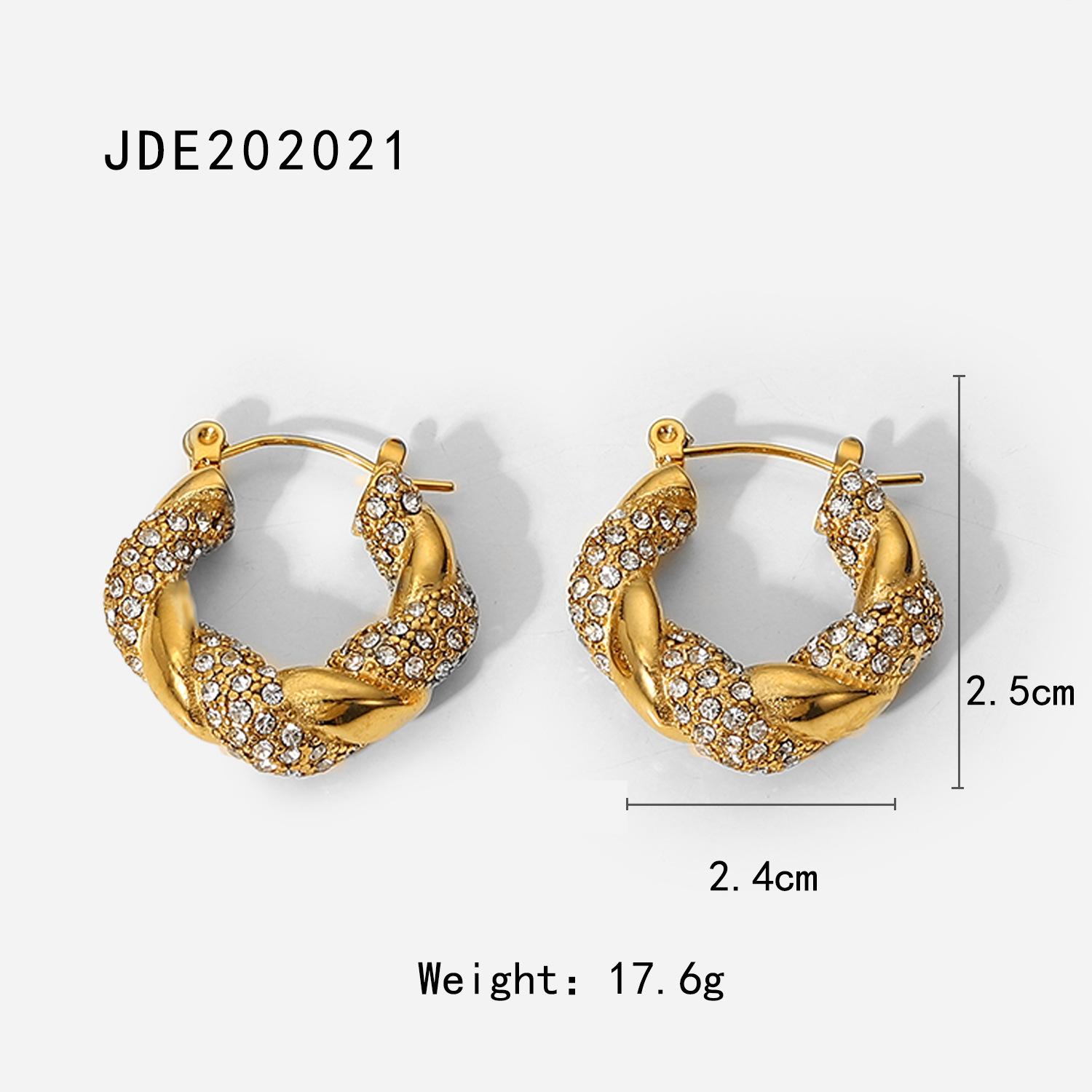 European and American INS wind 18K gold stainless steel zirconium twist irregular U-shaped earrings retro twist earrings