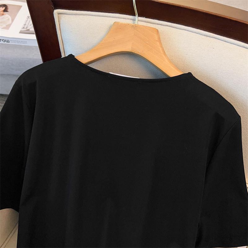 Plus Size V-Neck Slimming Mid-Length Dress for Women 200/300/350 Jin - New Style 7190