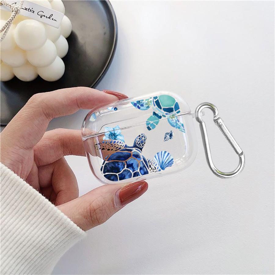 Clear Earphone Cases Cover Case For Airpods 4 3 Pro2 Pro3 2 Pro 1 Marine Turtles