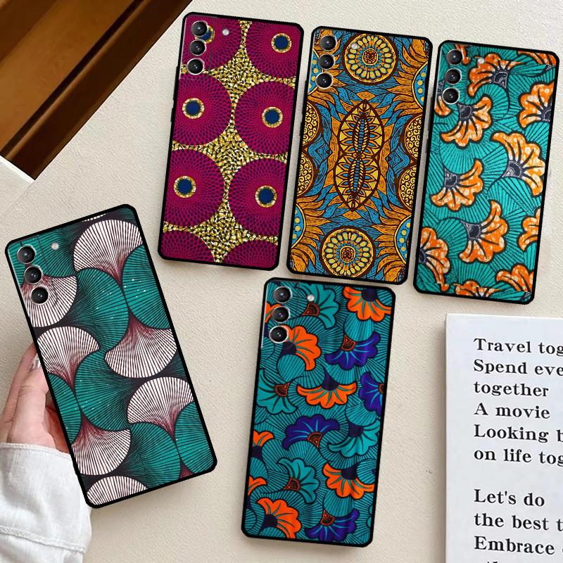 African Wax Fabric Case For Samsung Galaxy S24 Ultra S21 S22 S23 Plus Note 10 Note 20 S8 S9 S10 S20 FE Coque