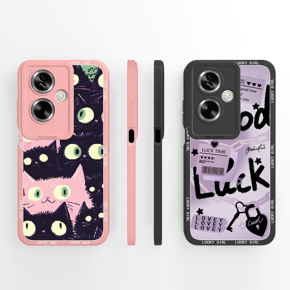 For OPPO A79 A77 A77s A78 A83 A91 A92 A93 A93s A94 A95 A96 4G 5G Phone Cases Lovely Panda Kitten Pattern Liquid Silicone Anti Slip Shell For OPPO Capa