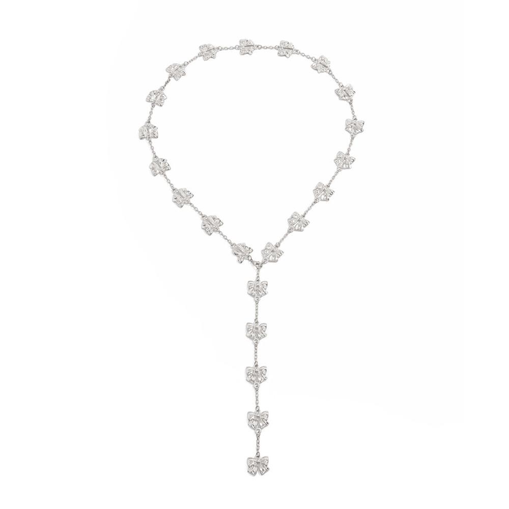 Simple Long Tassel Choker Punk Y-Shaped Sweater Chain Vintage Bow Pendant Necklace  Beach