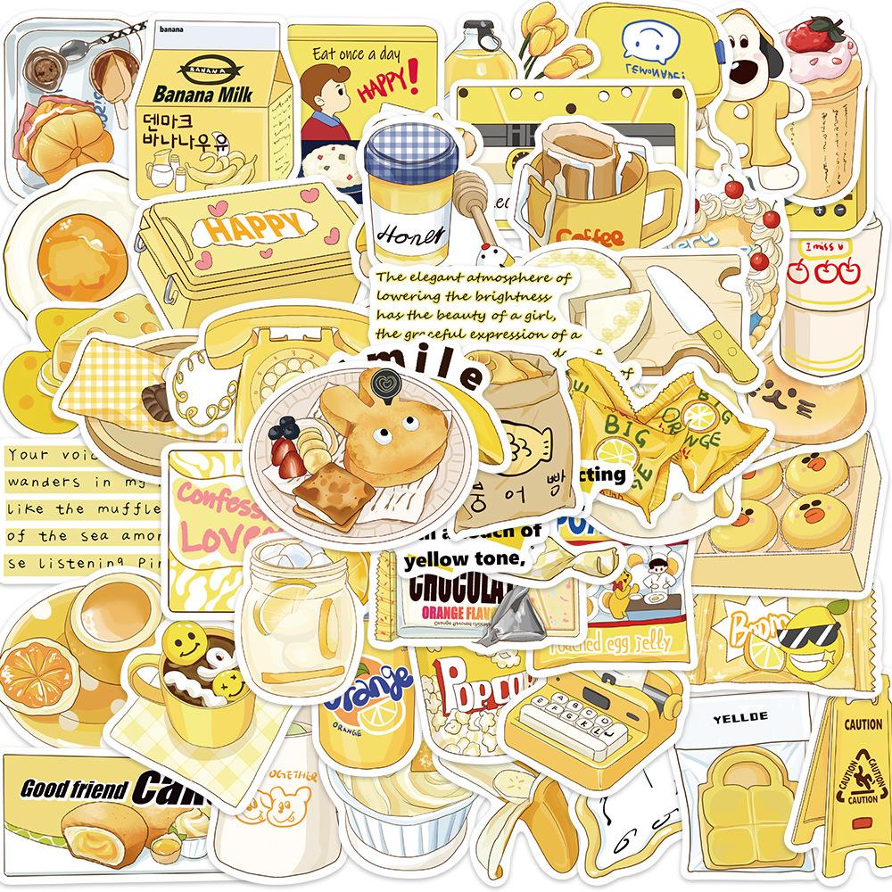 50 Yellow Salt-type Ins Graffiti Stickers Personalized Decorative Guitar Notebook Suitcase DIY Waterproof Stickers