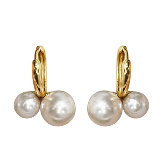 1 Pair Faux Pearl Earrings for Women, Small Round Drop Dangle Hoop Huggie Earrings, Lightweight Wedding Jewelry