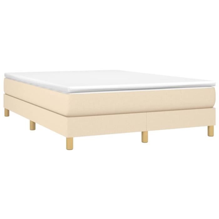 3144180 vidaXL Lit à sommier tapissier avec matelas Crème 140x200 cm Tissu