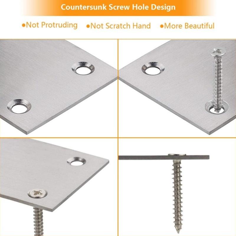 Heavy Duty Stainless Steel Corner Brackets - 90 Degree L Shape Right Angle Braces for Wood, Shelves, Wooden Frames, Beds