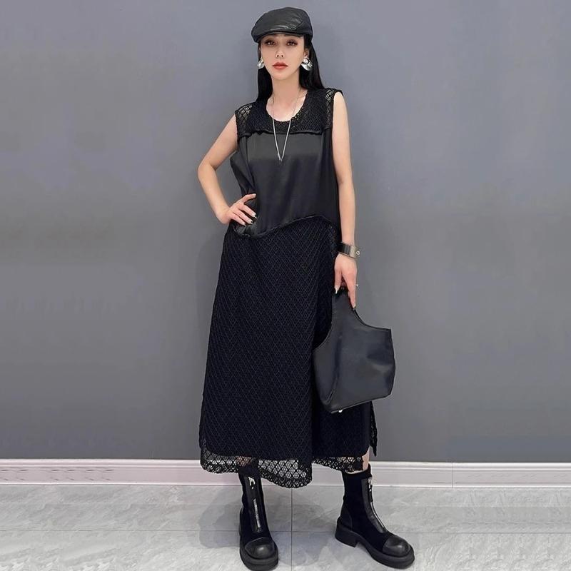 XITAO Hollow Out Patchwork Sleeveless Dress ZMY1244