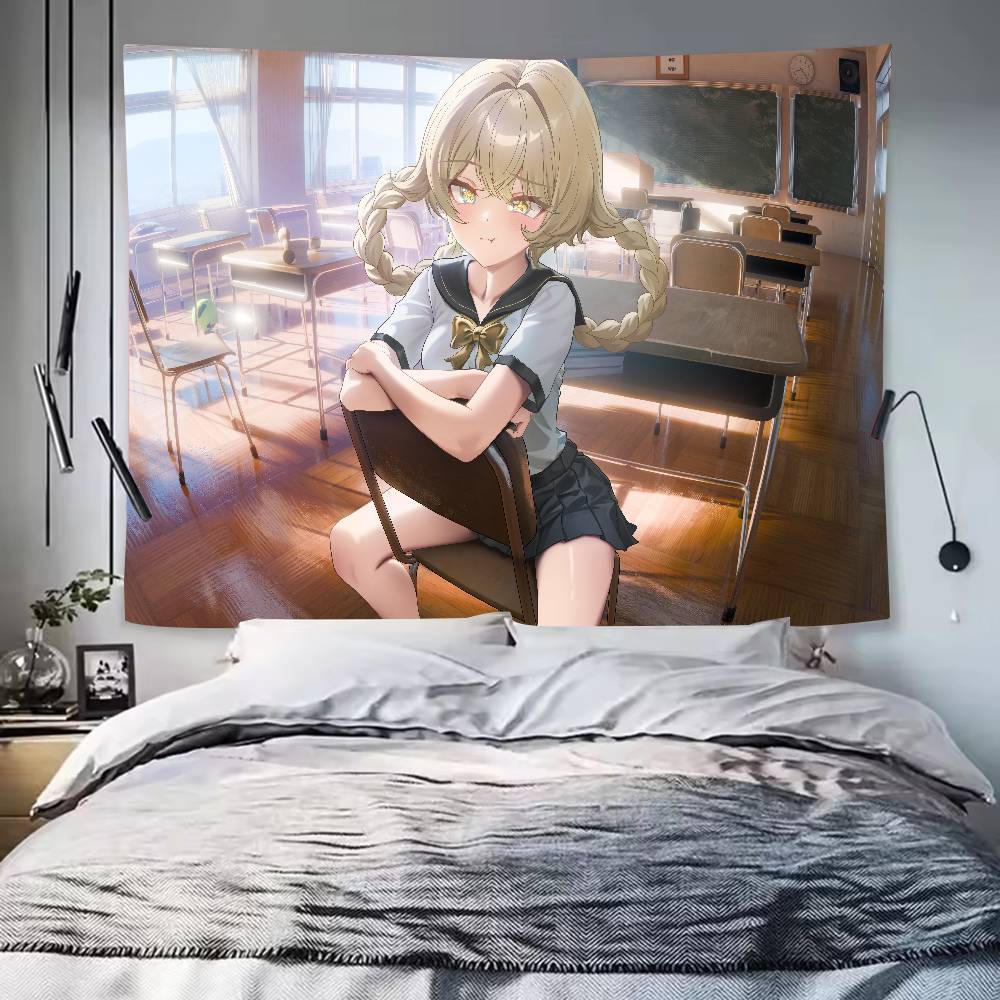 Kawaii Jahoda Cool Genshin Impact Video Gaming Tapestry Wall Hanging Tapestries for Living Room Home Dorm Decor Art Home Decor