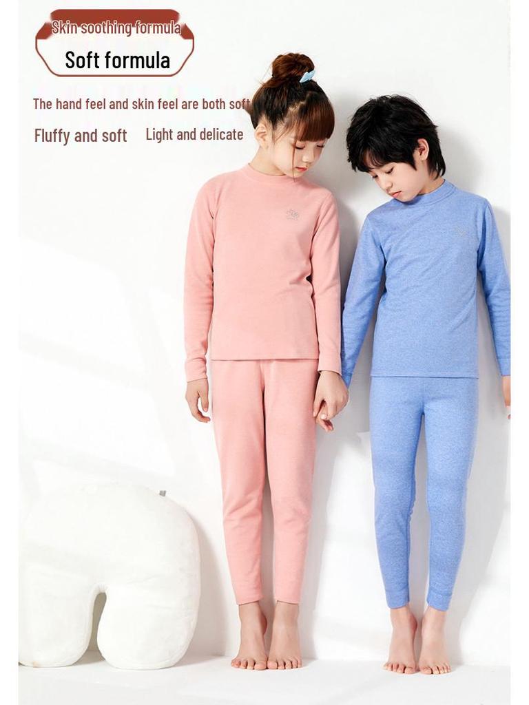 Children's Silk Warm Winter Pajama Set - Thickened Base Layer for Boys and Girls