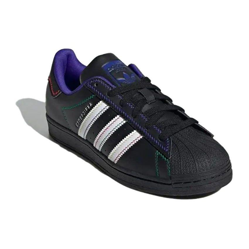 Adidas Kseniaschnaider X  Originals Superstar Core Black Night Flash Solar Green Round Toe Comfortable Low Top Sneakers Unisex Sneakers IE0365