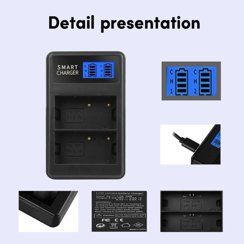 EN-EL3E EN-EL3 Double Slot LCD Display Portable USB Camera Battery Charger for D90 D80 D300S D300 D700 D200 Camera