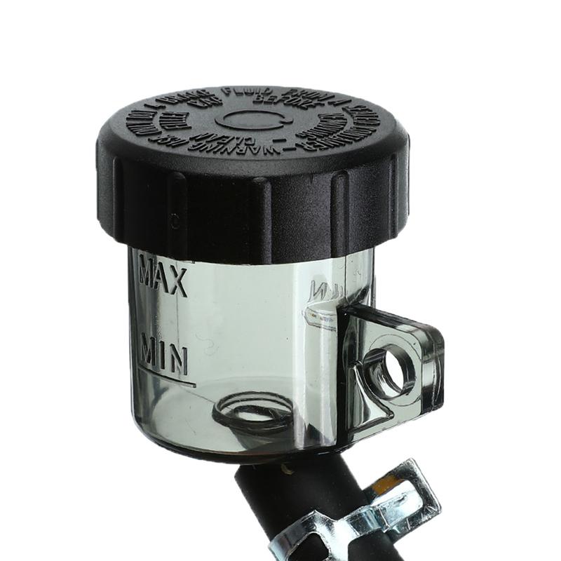 Universal Motorcycle Brake Fluid Reservoir Rear Master Cylinder Tank Oil Cup with Pipe Bracket For Honda Suzuki and Most