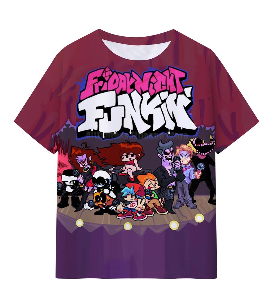 Friday Night Funkin 3D T Shirts Kids Children Game T-shirts Boys Girls Cartoon Anime Tshirts Summer Toddler Tee Streetwear