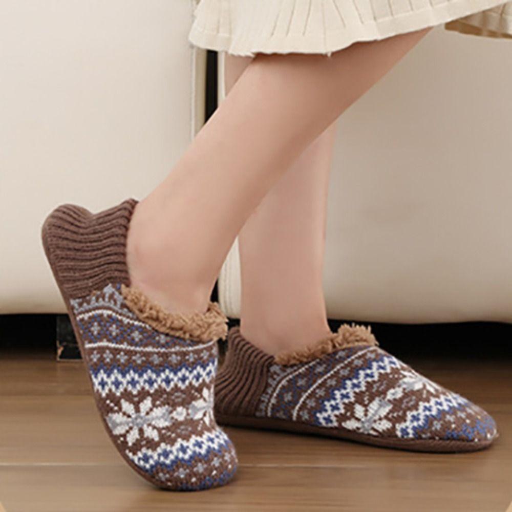 Anti-slip Winter Floor Socks Knitted Fleece Sleeping Socks Fashion Thicken Plush Socks  Women