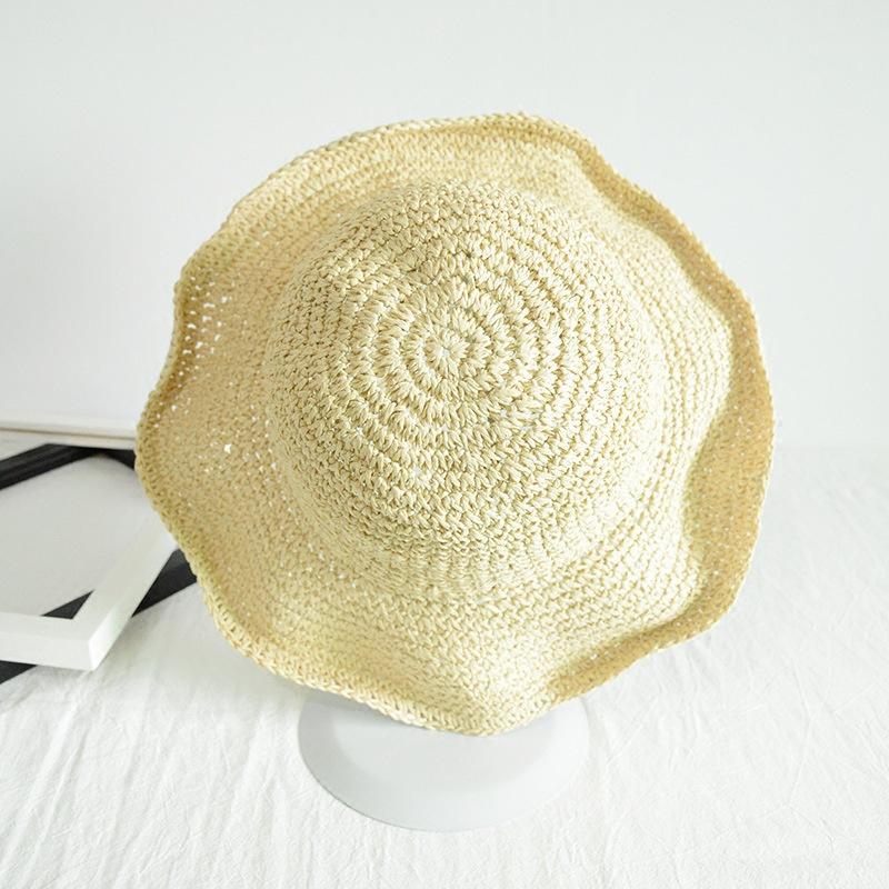 Damen Handgeflochtener Stroh-Sonnenhut Faltbar Große Breite Krempe Atmungsaktiv Häkel-Strandhut Für Sommer Outdoor Reisen Und Lässige Tägliche Kleidung